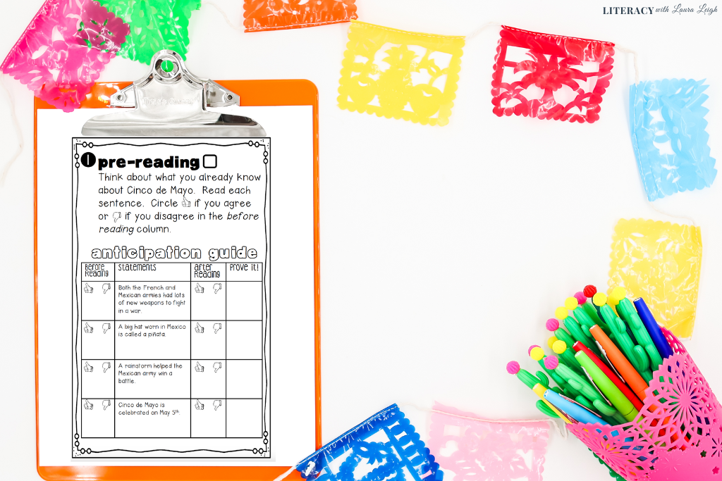 cinco de mayo comprehension worksheet anticipation guide