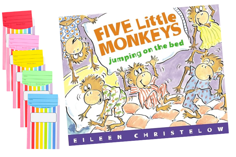 Five Little Monkeys Jumping on the Bed book used for teaching rhyming words during homeschool read-aloud time