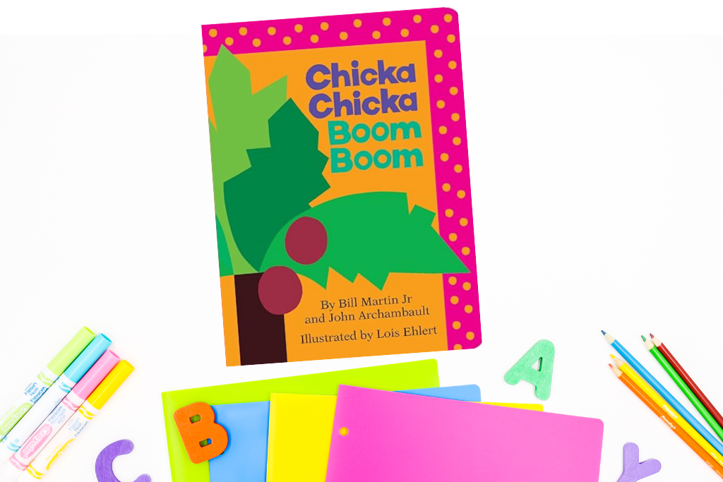 Chicka Chicka Boom Boom book cover – alphabet-themed rhyming book with playful rhythm and colorful illustrations.
