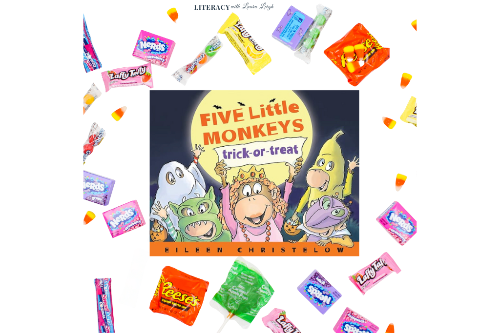 Five Little Monkeys Trick-or-Treat book cover – silly Halloween picture book perfect for 2nd grade and under.