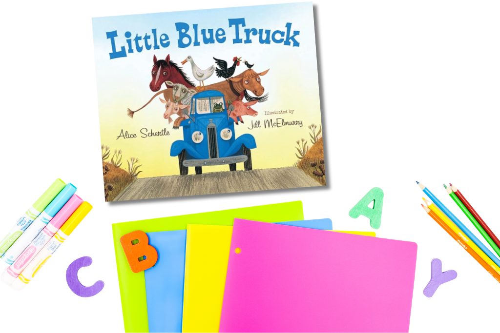 Little Blue Truck book cover – a favorite rhyming read-aloud for kindergarten homeschool that blends animal sounds and kindness.