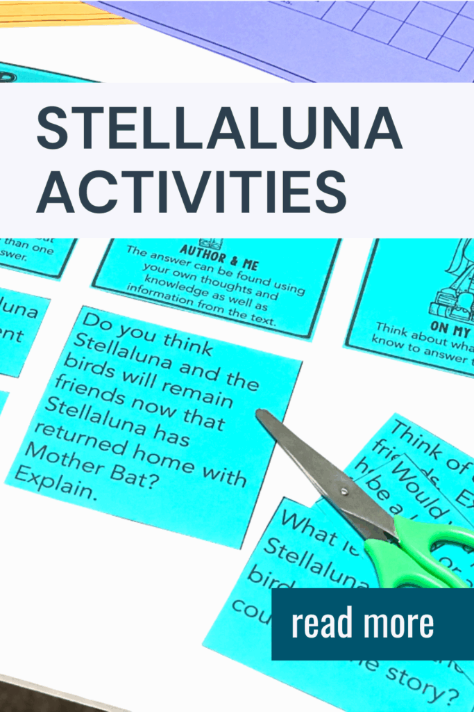 Image linking to Stellaluna activities blog post—literature-based homeschool ideas for first and second grade, including science and comprehension extensions.