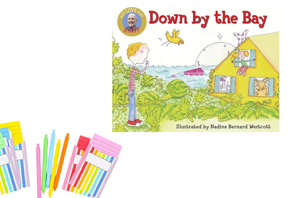 Down by the Bay book cover – silly, song-based rhyming book perfect for early learners and homeschool fun.